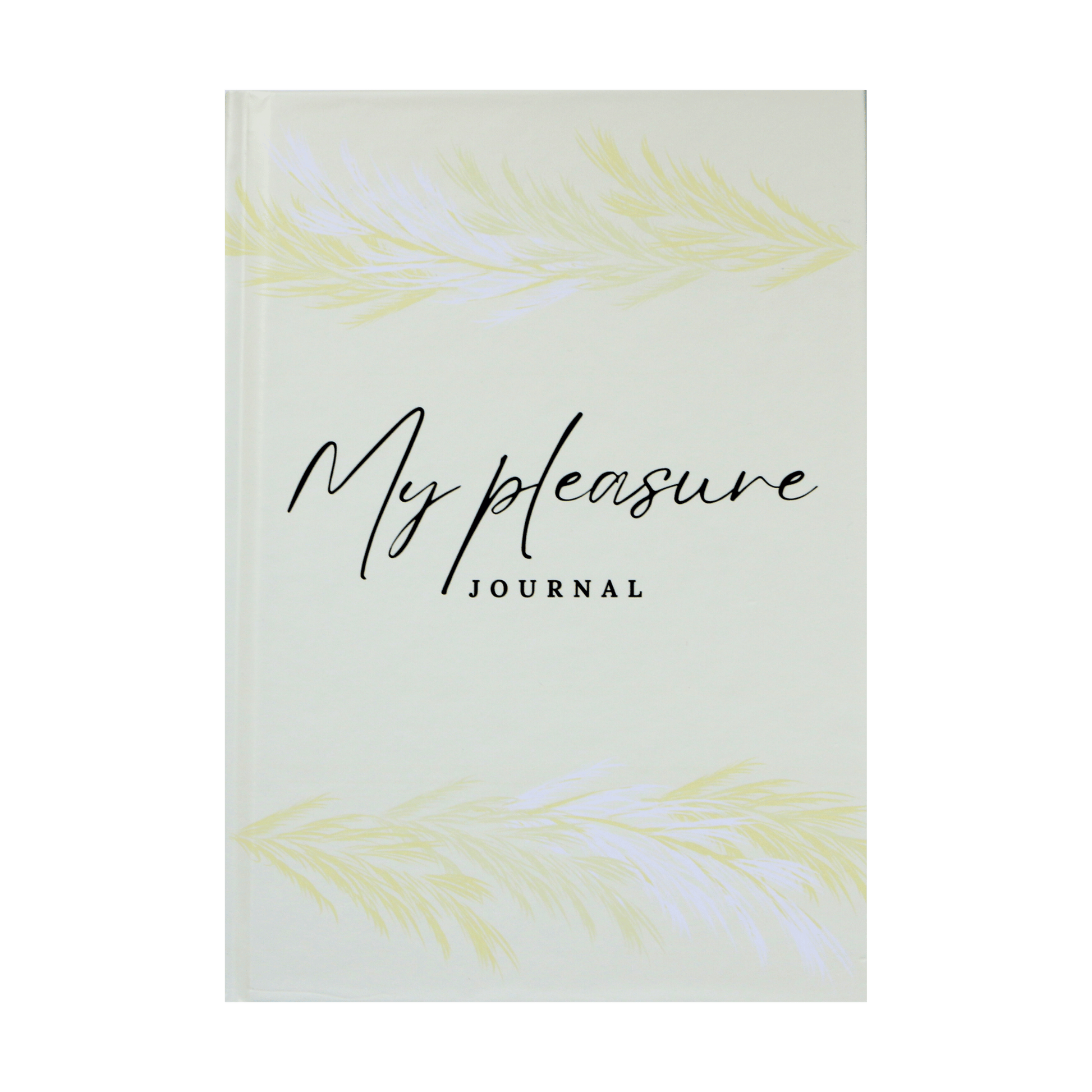 Journal with 'My pleasure' text on a pale yellow background