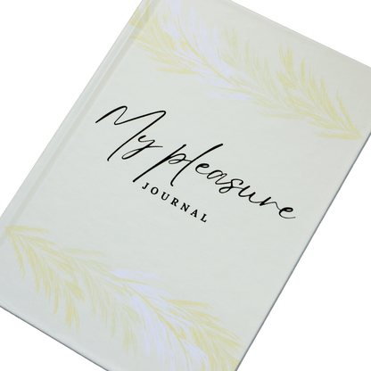 Journal with 'My Pleasure Journal' text on a white background